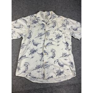 VINTAGE Banana Republic Button Up Shirt Mens Medium White Marlin Safari Travel